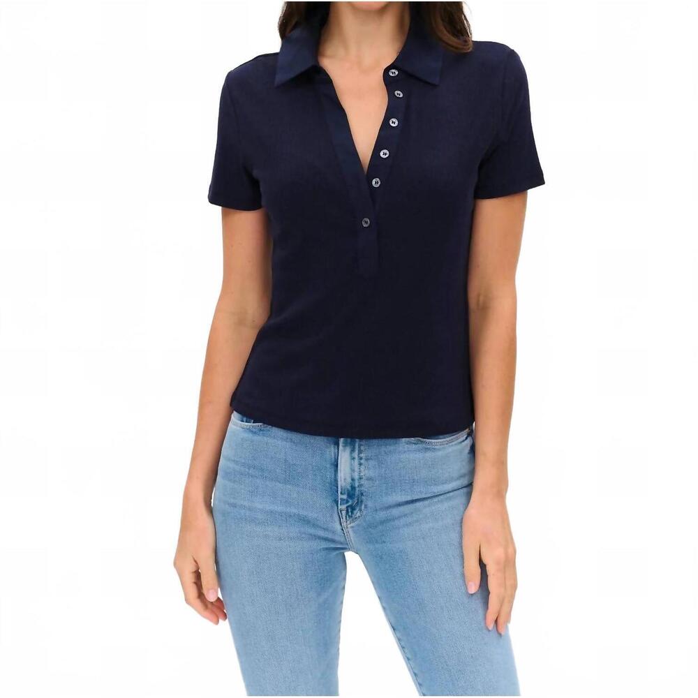 NEW SIX/FIFTY simone ribbed polo in navy